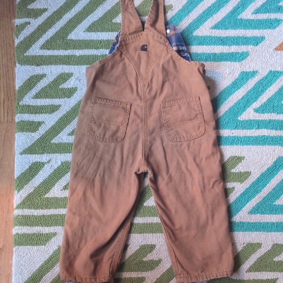 Carhartt Tan Bib Overalls Flannel Lined - Picture 7 of 8